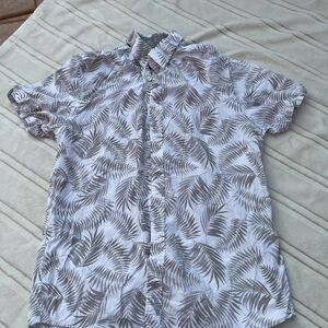 Ben Sherman Palm Leaf Print Shirt - White and Brown